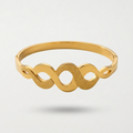 18k gold plated bangle bracelet featuring an infinity wave cutout design with alternating polished and frosted gold textures.