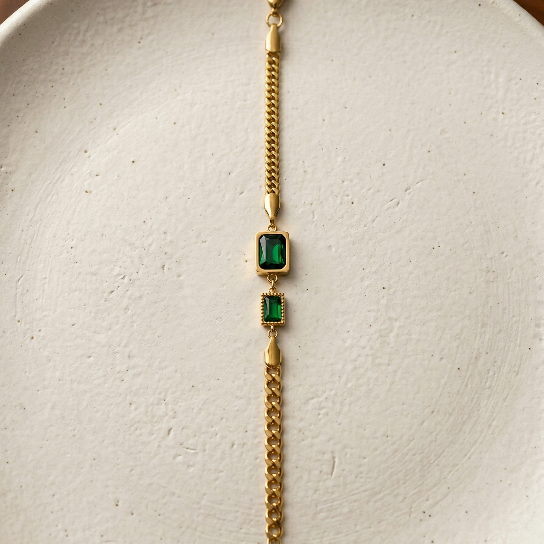 Emerald Duo Curb Bracelet
