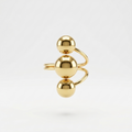 18kt gold plated ring with three spherical beads fon a white background