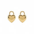 18kt gold plated, anti-tarnish puffy heart lock studs floating on white background. 