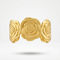 18kt gold plated, waterproof the royal camellia garden cuff bracelet floating on white background.