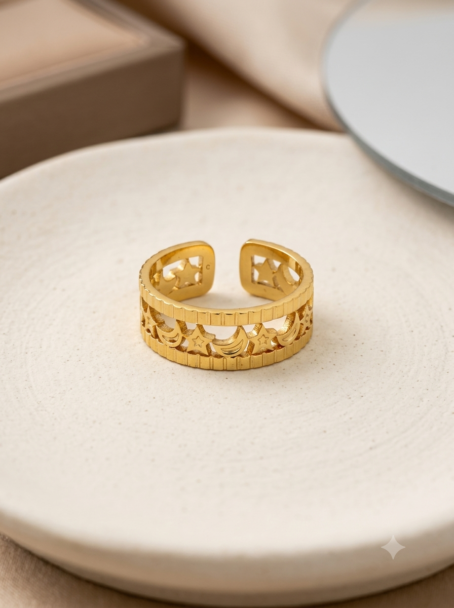 Celestial Star and Moon Cutout Band