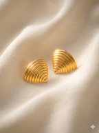 Golden Croissant Pyramid Studs