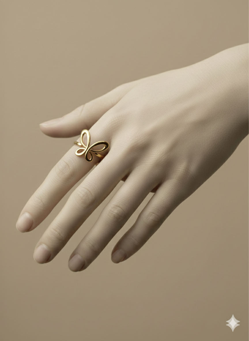 Minimalist Butterfly Silhouette Ring